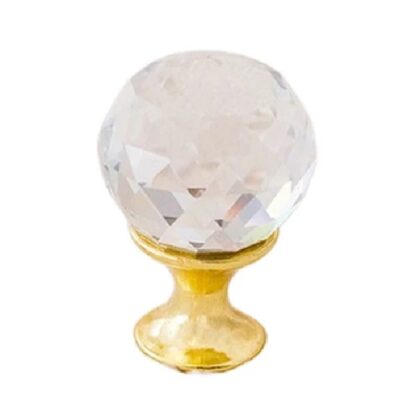 Puxador Orquídea 20mm Cristal Vidro Dourado e Cristal Vidro Rose- Puxe Chic